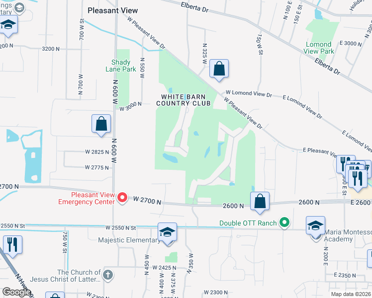 map of restaurants, bars, coffee shops, grocery stores, and more near 304 West Willow Way in Ogden