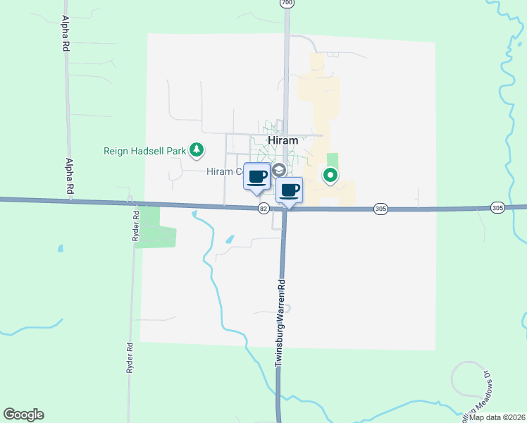 map of restaurants, bars, coffee shops, grocery stores, and more near 11681 Hayden Street in Hiram