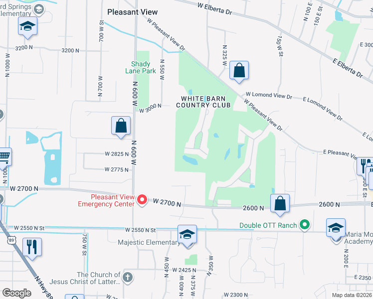 map of restaurants, bars, coffee shops, grocery stores, and more near 62 White Barn Drive in Ogden