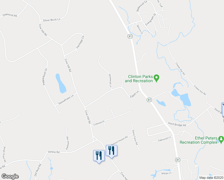 map of restaurants, bars, coffee shops, grocery stores, and more near 1 Stonewall Lane in Clinton