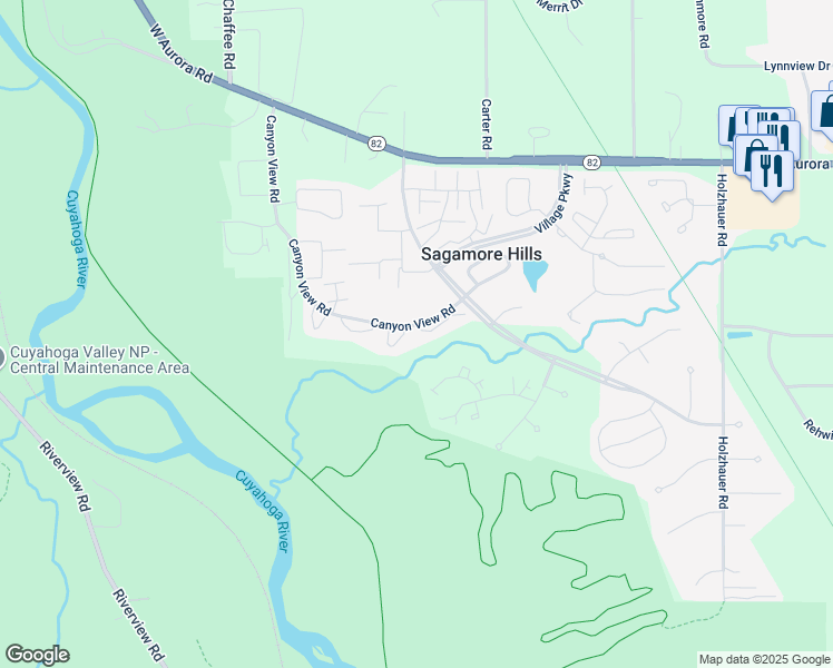 map of restaurants, bars, coffee shops, grocery stores, and more near 978 Canyon View Road in Northfield