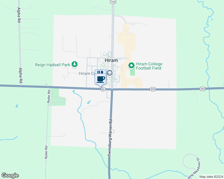 map of restaurants, bars, coffee shops, grocery stores, and more near in Hiram