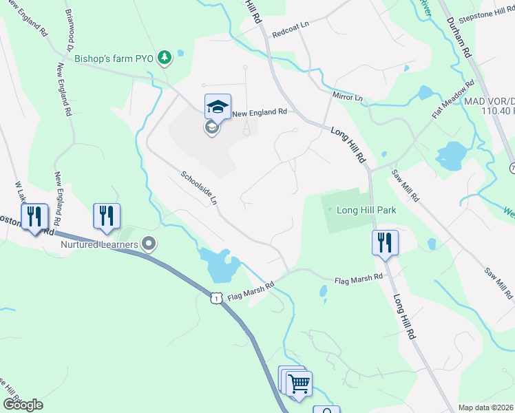 map of restaurants, bars, coffee shops, grocery stores, and more near 69 Long Hill Farm in Guilford
