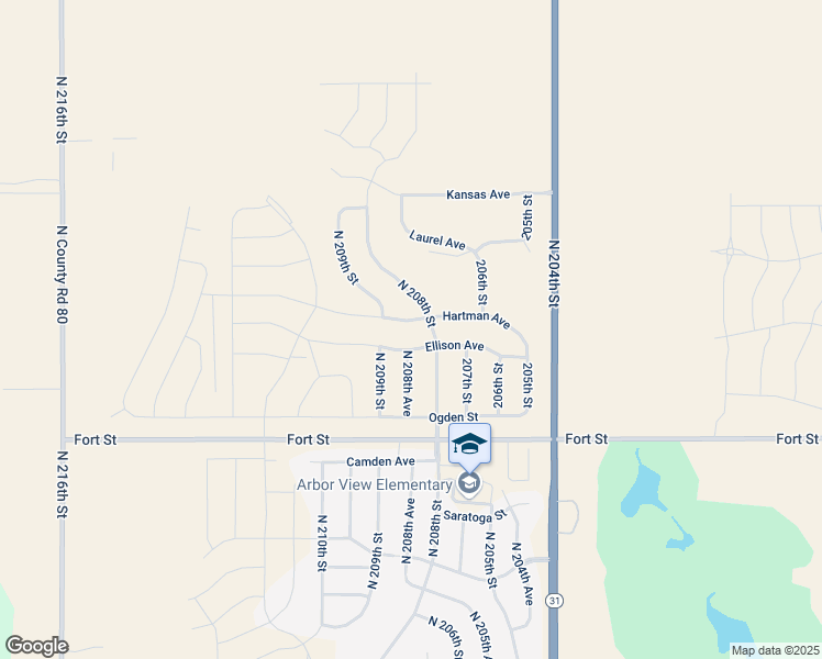 map of restaurants, bars, coffee shops, grocery stores, and more near 20535 Fort Street in Omaha
