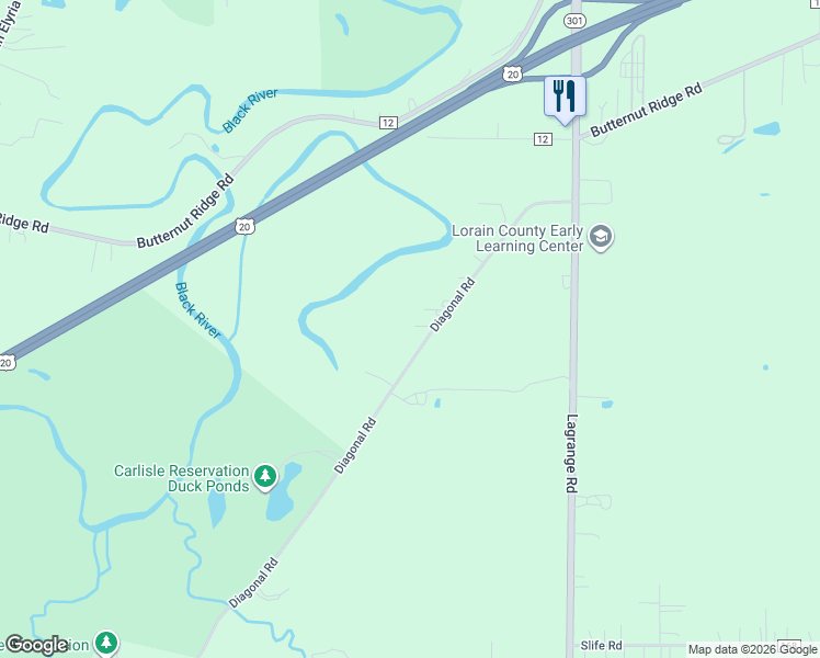 map of restaurants, bars, coffee shops, grocery stores, and more near 12214 Diagonal Road in LaGrange