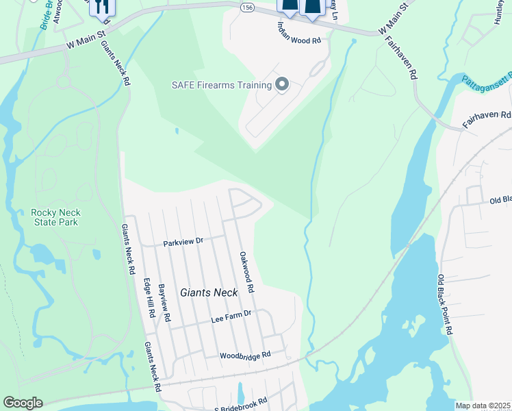 map of restaurants, bars, coffee shops, grocery stores, and more near 38 White Birch Cir in East Lyme