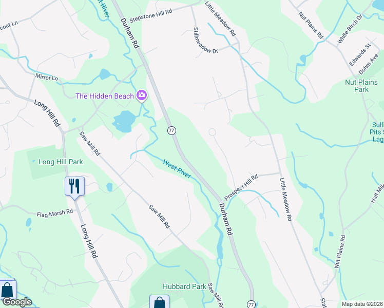map of restaurants, bars, coffee shops, grocery stores, and more near 134 High Meadow Road in Guilford