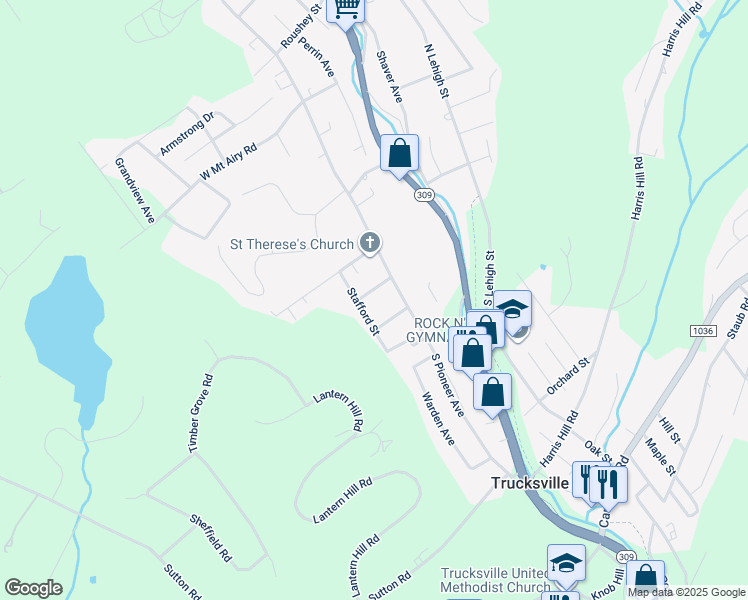 map of restaurants, bars, coffee shops, grocery stores, and more near 60 Vonderheid Street in Trucksville