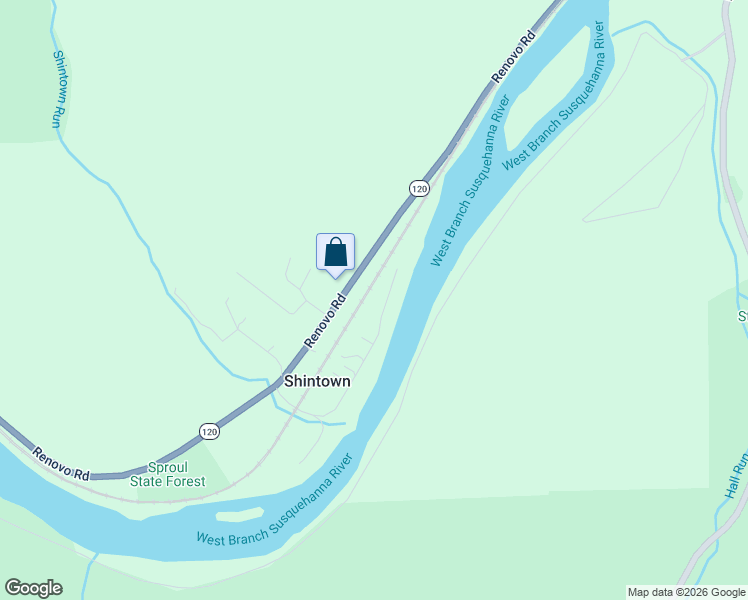 map of restaurants, bars, coffee shops, grocery stores, and more near 211 River Road in Renovo