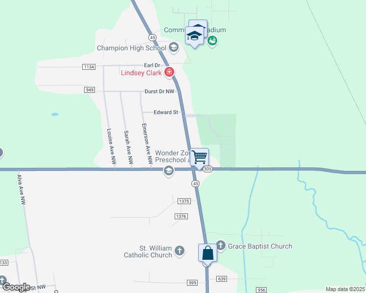 map of restaurants, bars, coffee shops, grocery stores, and more near 5759 Mahoning Avenue Northwest in Warren
