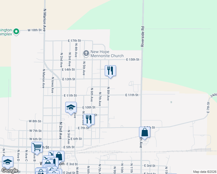 map of restaurants, bars, coffee shops, grocery stores, and more near 1200 North 8th Avenue in Washington