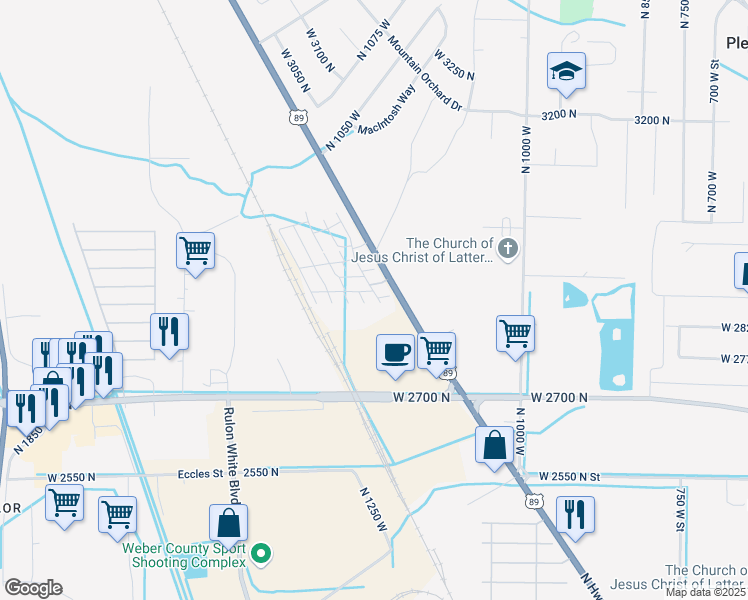 map of restaurants, bars, coffee shops, grocery stores, and more near 2911 Centennial Way in Pleasant View