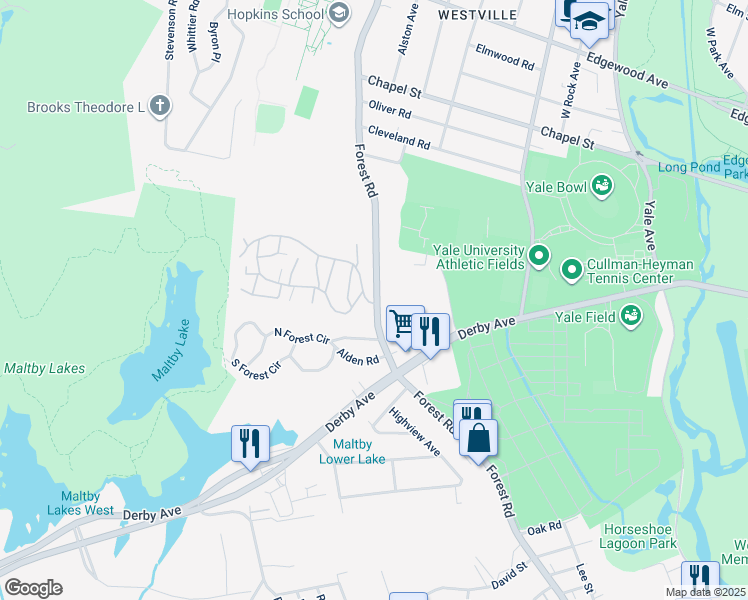map of restaurants, bars, coffee shops, grocery stores, and more near 690 Glendevon Drive North in West Haven