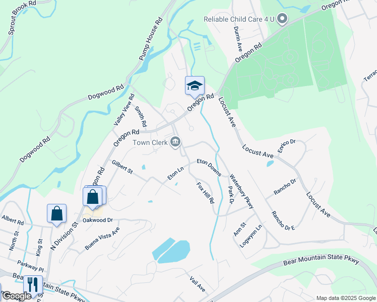 map of restaurants, bars, coffee shops, grocery stores, and more near 3 The Overlook, The Oval in Cortlandt