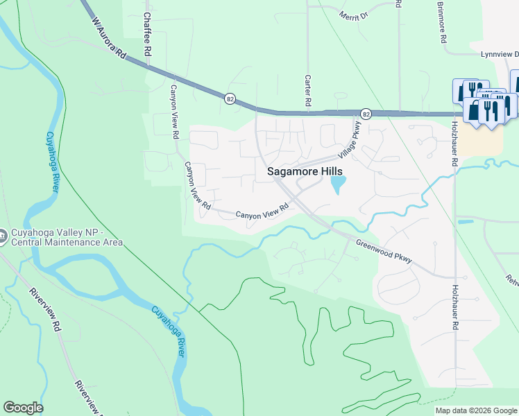 map of restaurants, bars, coffee shops, grocery stores, and more near 935 Canyon View Road in Northfield