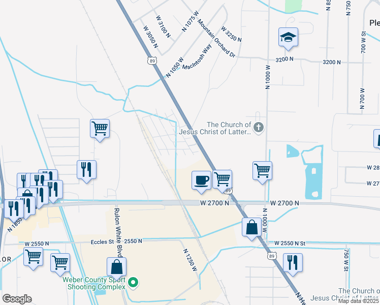 map of restaurants, bars, coffee shops, grocery stores, and more near 2911 Centennial Way in Pleasant View