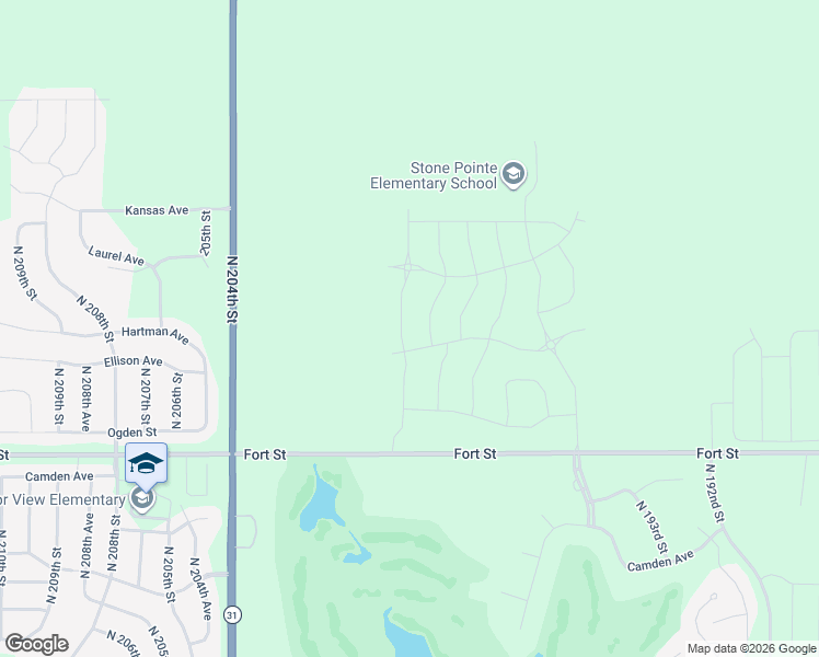 map of restaurants, bars, coffee shops, grocery stores, and more near 19584-20398 Fort Street in Bennington