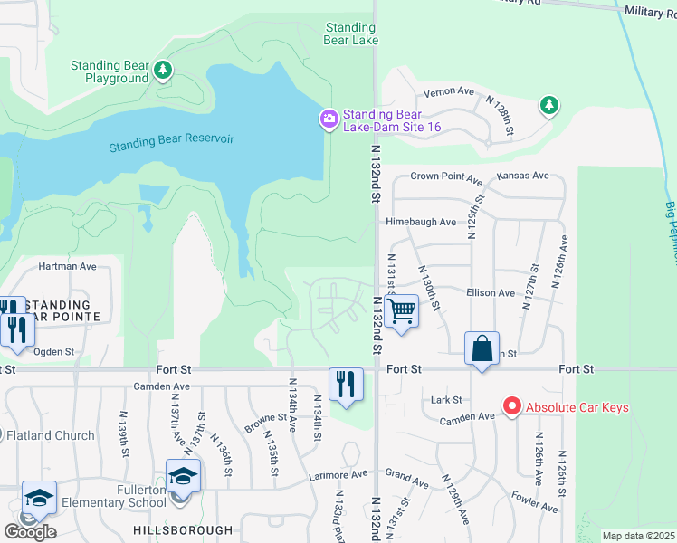map of restaurants, bars, coffee shops, grocery stores, and more near 13306 Ellison Avenue in Omaha