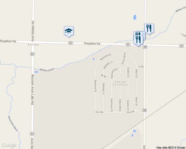 map of restaurants, bars, coffee shops, grocery stores, and more near 12288 National Drive in Grafton