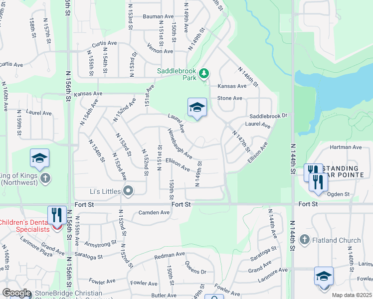 map of restaurants, bars, coffee shops, grocery stores, and more near 14957 Himebaugh Avenue in Omaha