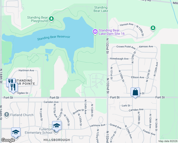 map of restaurants, bars, coffee shops, grocery stores, and more near 13412 Ellison Circle in Omaha