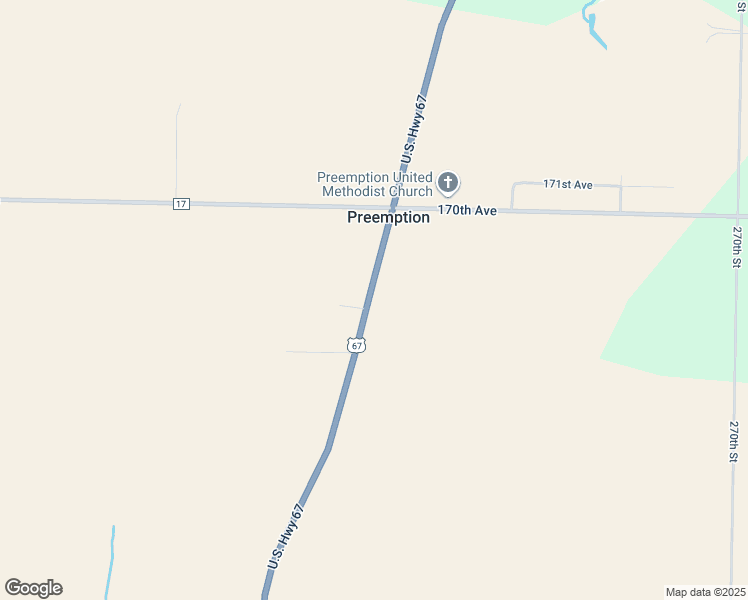 map of restaurants, bars, coffee shops, grocery stores, and more near 1675 U.S. 67 in Preemption