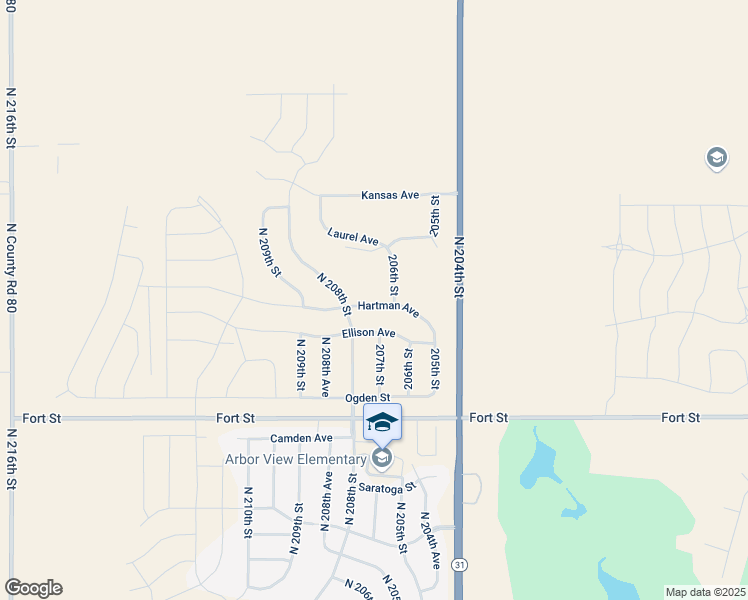 map of restaurants, bars, coffee shops, grocery stores, and more near 20535 Fort Street in Omaha