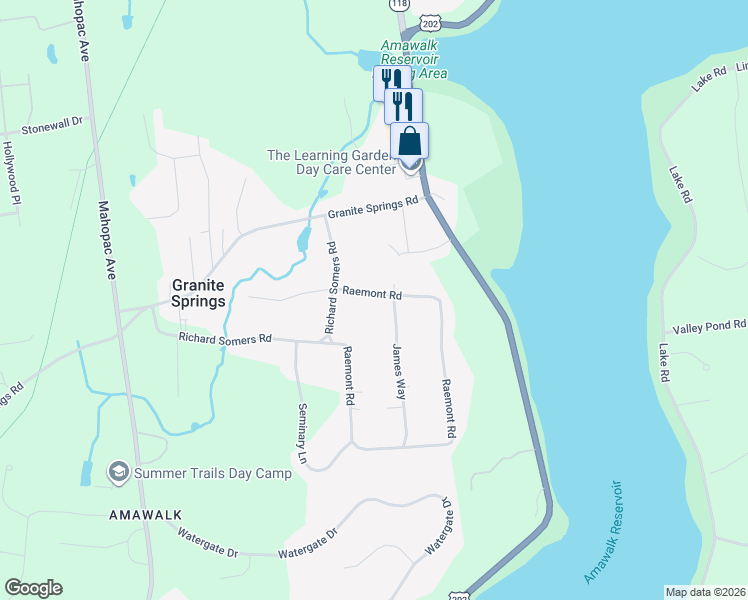 map of restaurants, bars, coffee shops, grocery stores, and more near 4 Raemont Road in Granite Springs