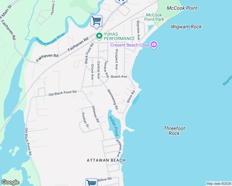 map of restaurants, bars, coffee shops, grocery stores, and more near 4 Barrett Drive in East Lyme
