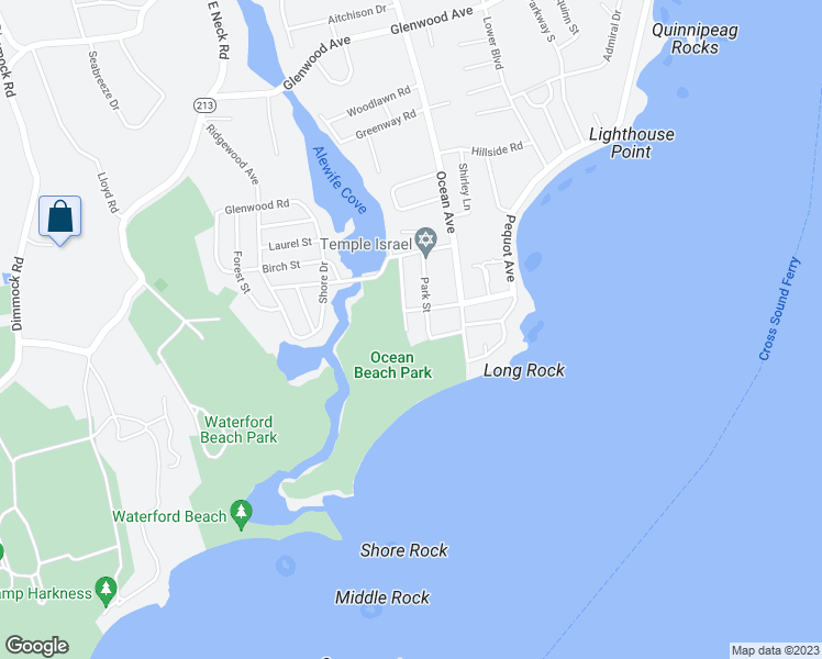map of restaurants, bars, coffee shops, grocery stores, and more near 41 Stuart Avenue in New London