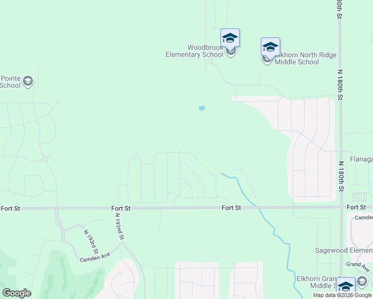 map of restaurants, bars, coffee shops, grocery stores, and more near 18818 Fort Street in Elkhorn