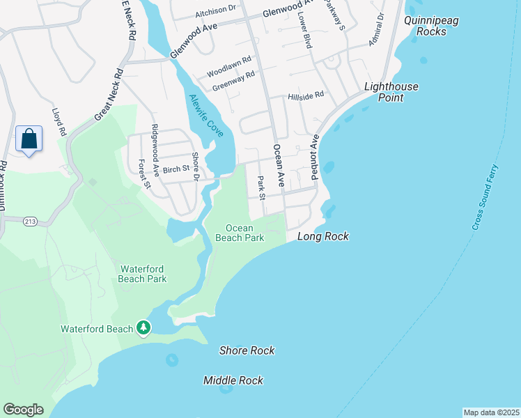 map of restaurants, bars, coffee shops, grocery stores, and more near in New London