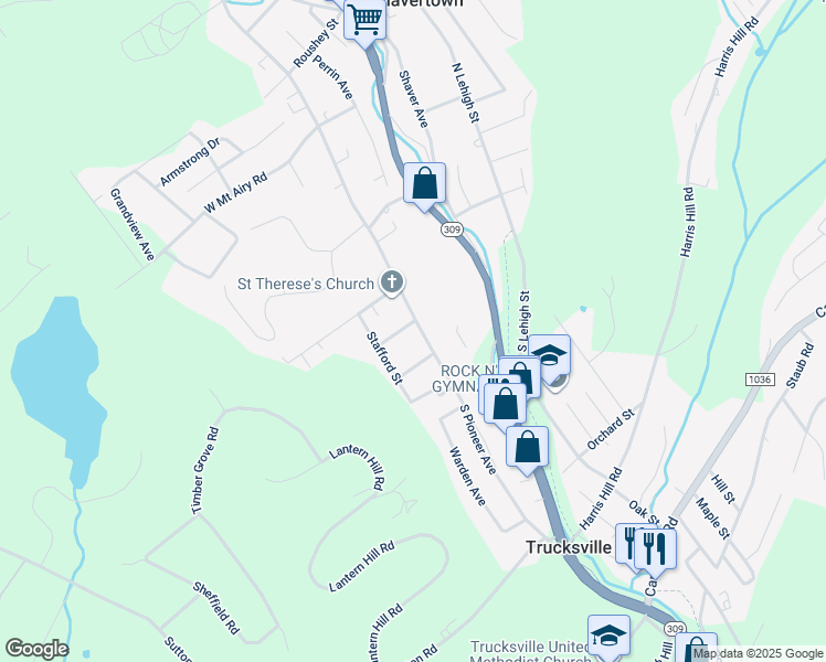map of restaurants, bars, coffee shops, grocery stores, and more near 35 South Pioneer Avenue in Shavertown