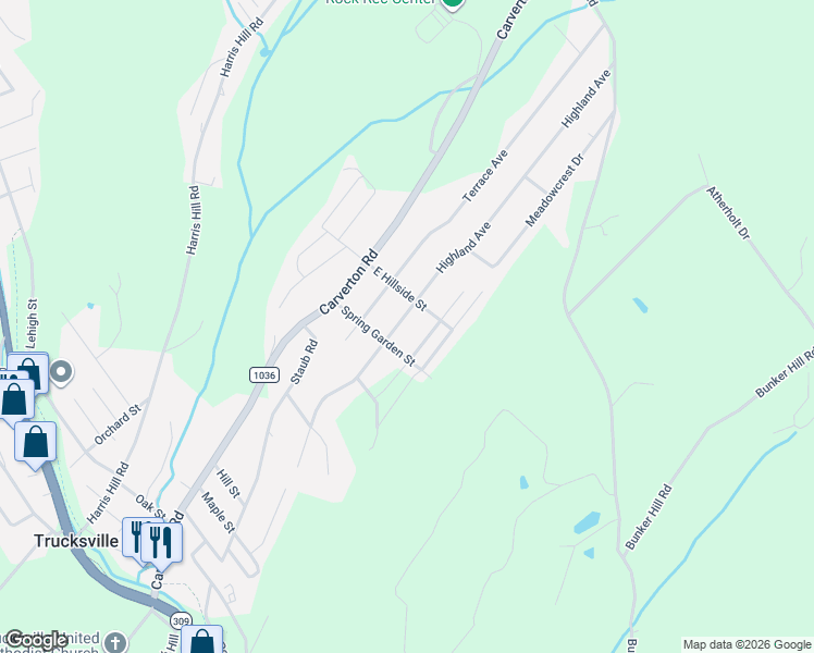 map of restaurants, bars, coffee shops, grocery stores, and more near 201-289 Highland Avenue in Luzerne
