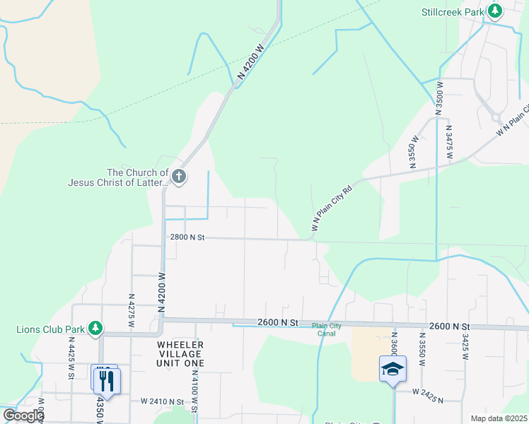 map of restaurants, bars, coffee shops, grocery stores, and more near 3935 West 2875 North in Plain City