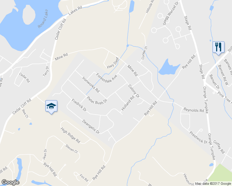 map of restaurants, bars, coffee shops, grocery stores, and more near 8 O Sullivan Lane in Monroe