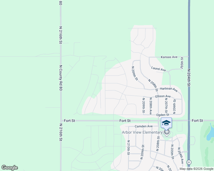 map of restaurants, bars, coffee shops, grocery stores, and more near 20400-21598 Fort Street in Omaha