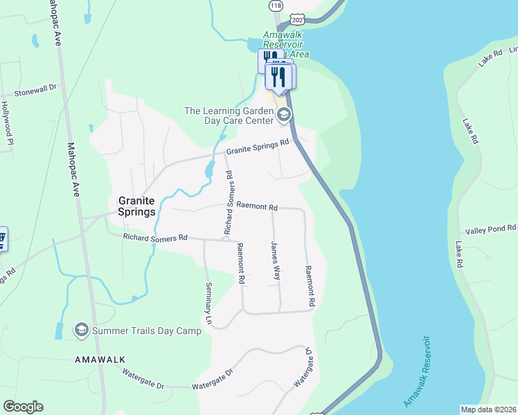 map of restaurants, bars, coffee shops, grocery stores, and more near 4 Raemont Road in Granite Springs
