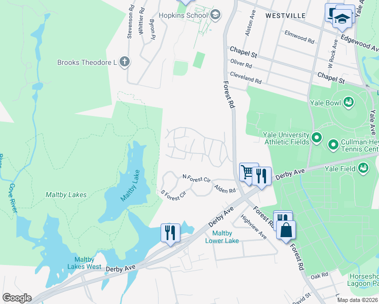 map of restaurants, bars, coffee shops, grocery stores, and more near 690 Forest Road in West Haven
