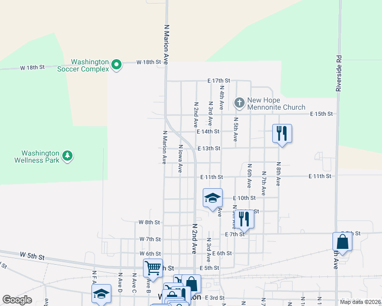 map of restaurants, bars, coffee shops, grocery stores, and more near 1207 North 2nd Avenue in Washington
