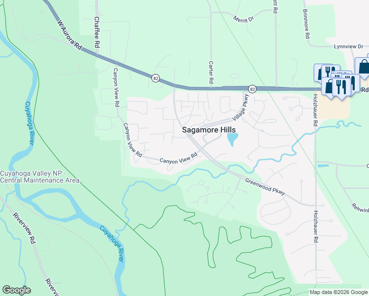 map of restaurants, bars, coffee shops, grocery stores, and more near 978 Canyon View Road in Northfield
