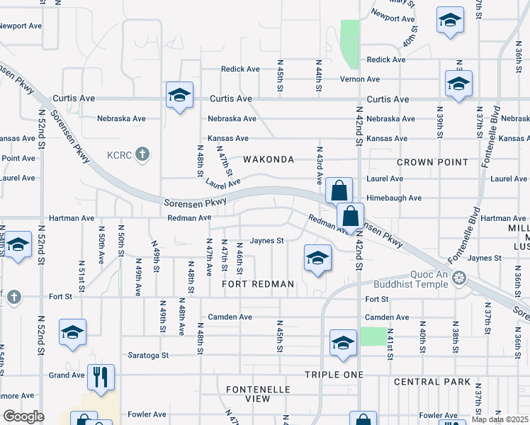 map of restaurants, bars, coffee shops, grocery stores, and more near 4478 Ellison Avenue in Omaha