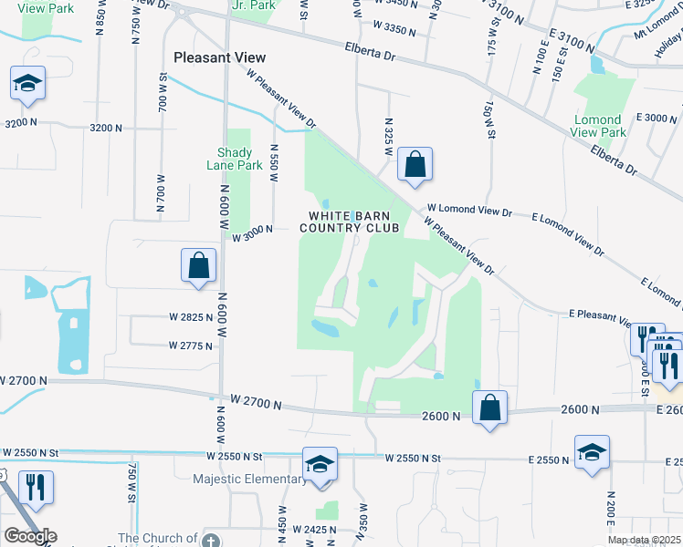 map of restaurants, bars, coffee shops, grocery stores, and more near 48 White Barn Drive in Ogden