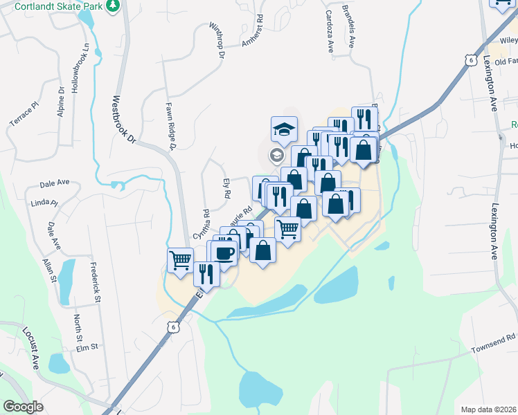 map of restaurants, bars, coffee shops, grocery stores, and more near 2 Renee Gate Street in Cortlandt Manor