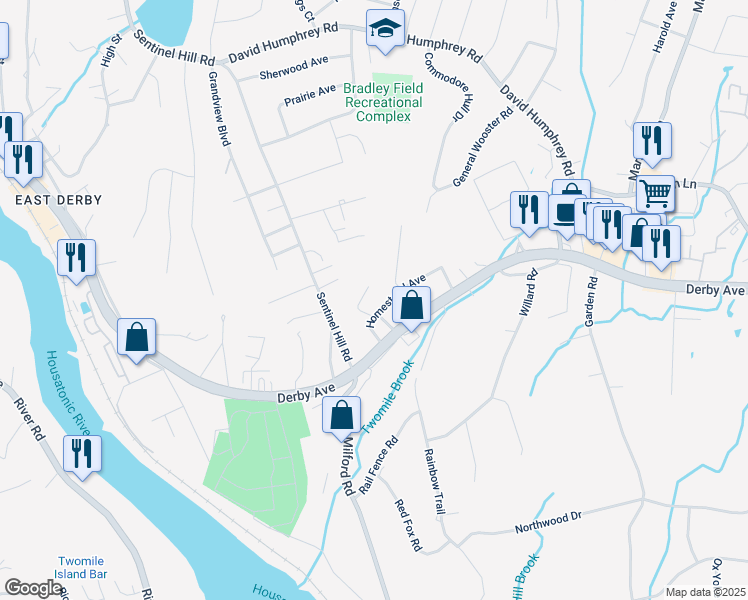 map of restaurants, bars, coffee shops, grocery stores, and more near 434 New Haven Avenue in Derby