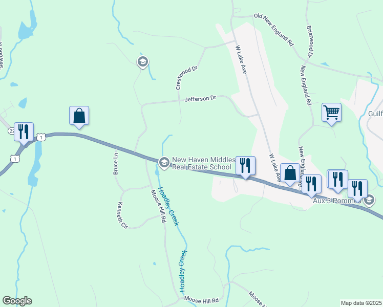map of restaurants, bars, coffee shops, grocery stores, and more near 2692 Boston Post Road in Guilford