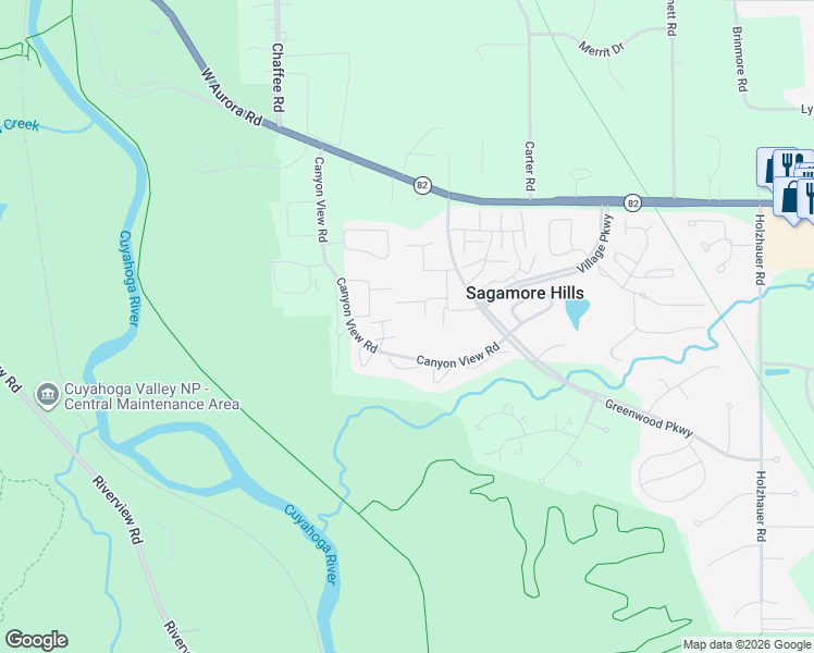 map of restaurants, bars, coffee shops, grocery stores, and more near 985 Canyon View Road in Northfield