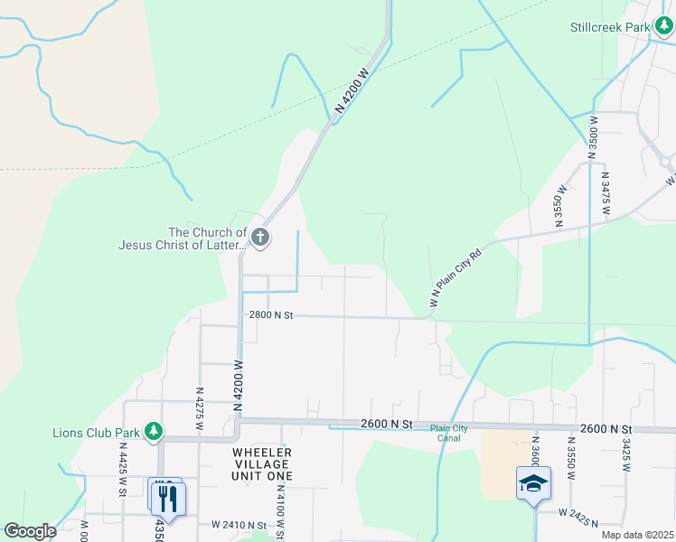 map of restaurants, bars, coffee shops, grocery stores, and more near 4024 West 2875 North in Plain City
