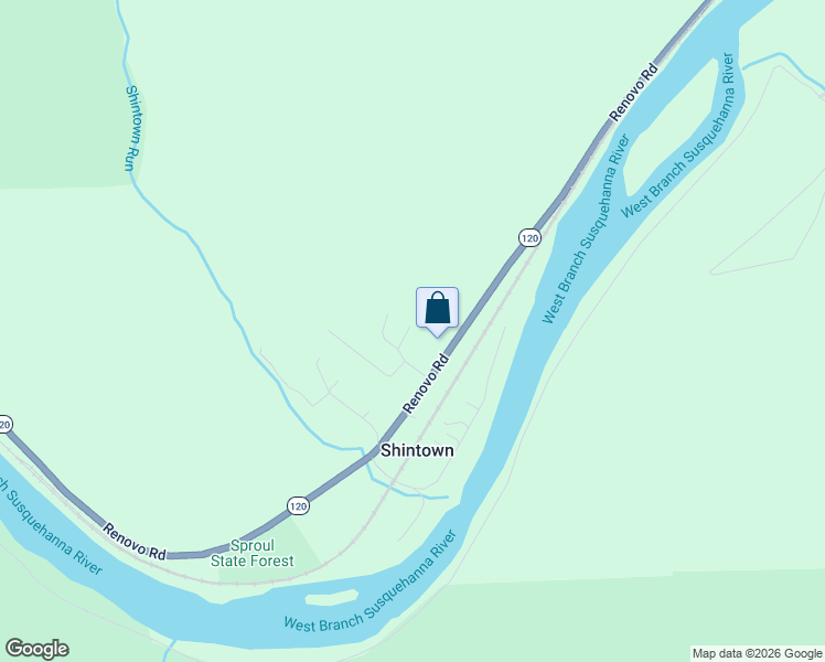 map of restaurants, bars, coffee shops, grocery stores, and more near 64 Elizabeth Street in Renovo