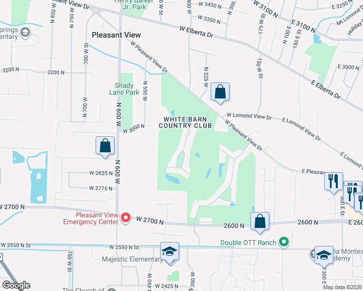 map of restaurants, bars, coffee shops, grocery stores, and more near 42 White Barn Drive in Ogden